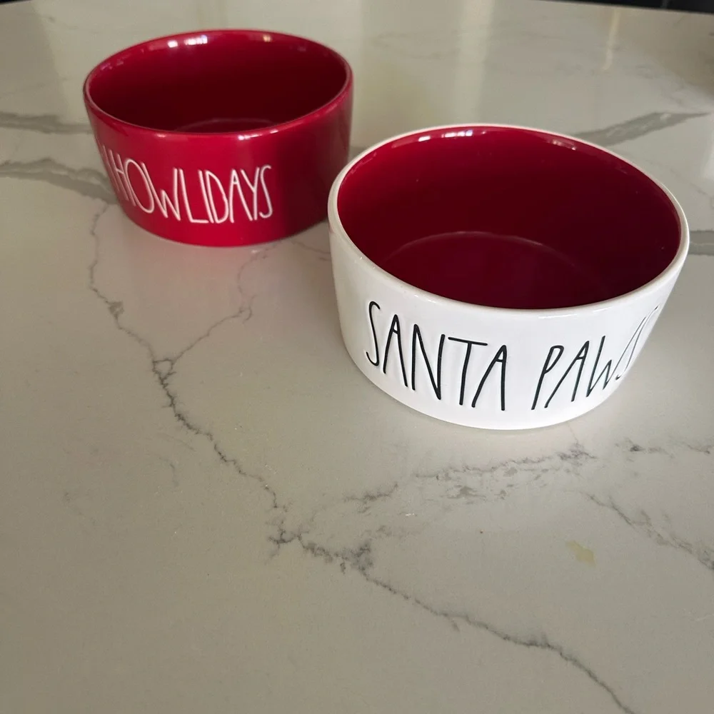 Red and White Dog Bowls